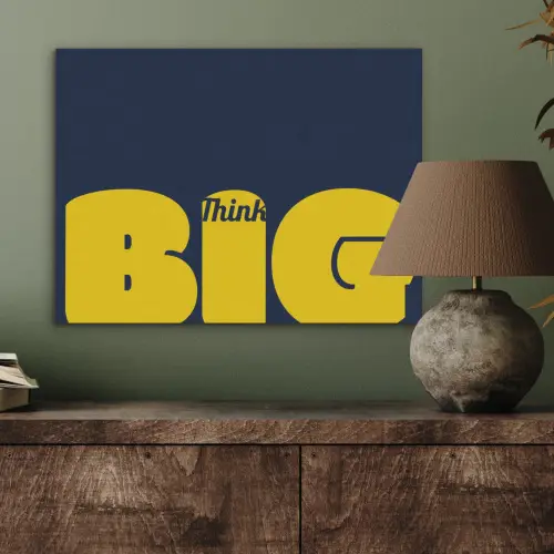 Think big - Blauw - Geel PET vilt klein -sfeer2