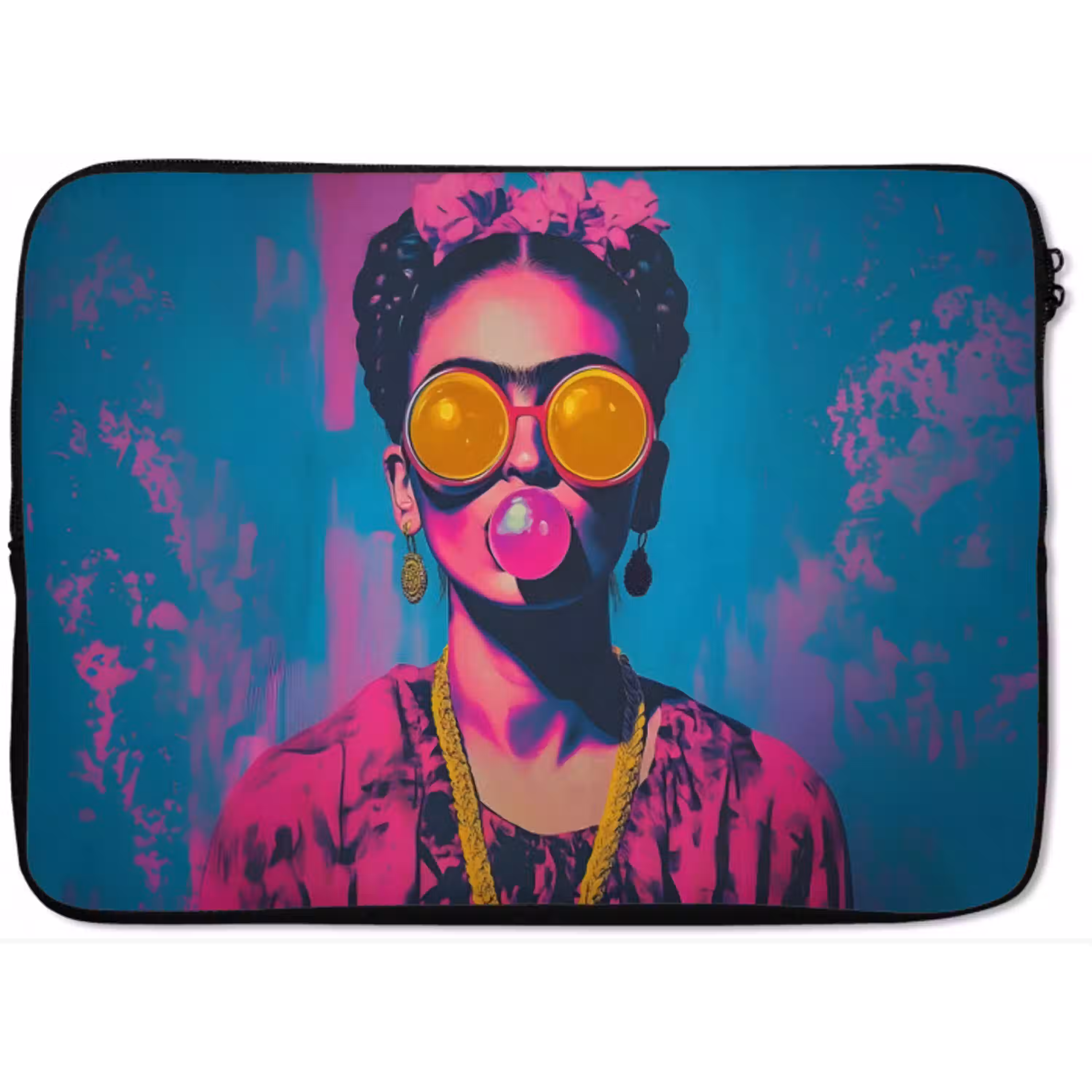 Vrouw - Kauwgom - Zonnebril - Oranje laptophoes neopreen klein -zkaufland3dotto