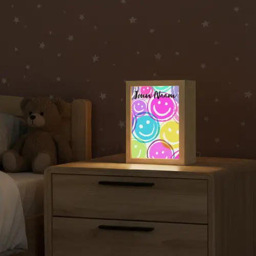 Smileys - Kleurrijk - Neon Light Box met kabel (Kinderlampje) klein -sfeer1_kind