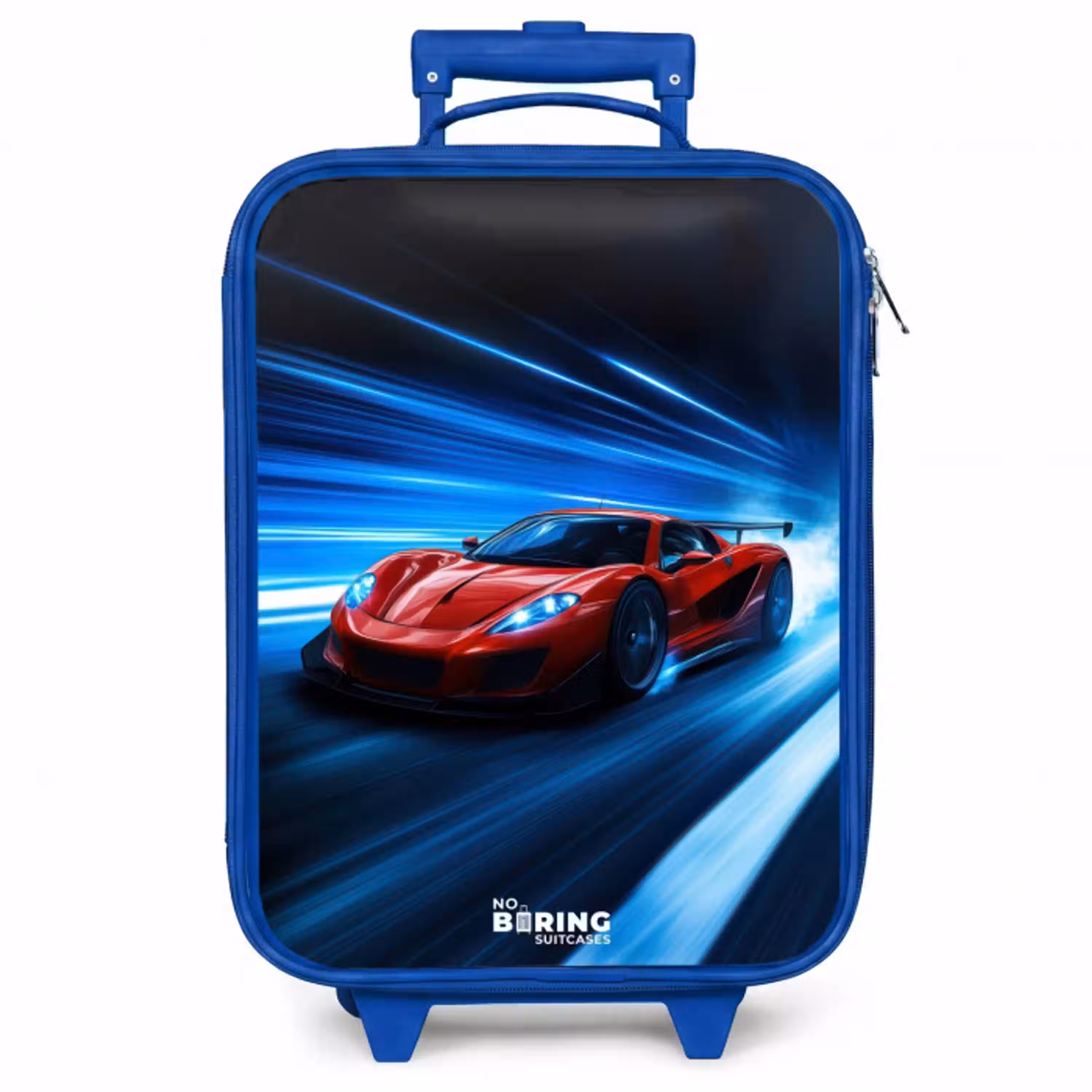 Rode racewagen in digitale snelheidswereld Kinderkoffer - Blauw klein -zzz_website3d
