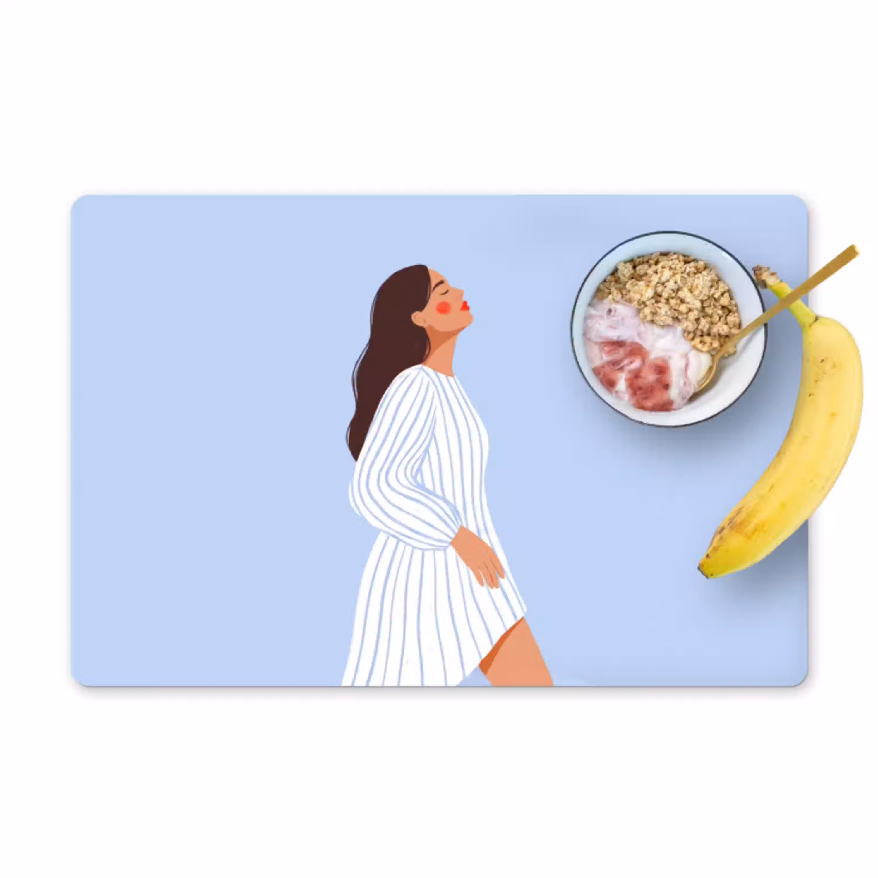 Vrouw - Profiel - Rust - Modern - Illustratie Placemat vinyl groot -zzzproduct_Kitchenyeah-website