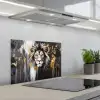 Leeuw - Portret - Verfspatten - Grijs keuken achterwand spatscherm klein -3d_schuin