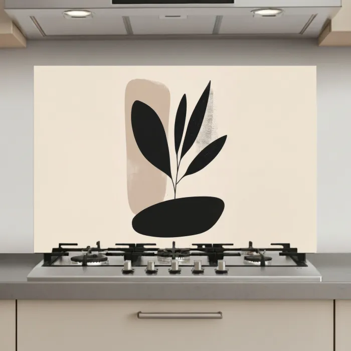 Plant - Beige - Japandi keuken achterwand spatscherm klein -3d_website
