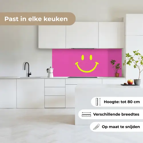 Smiley - Vrolijk - Roze keuken achterwand 2 middel -sfeer4_NL