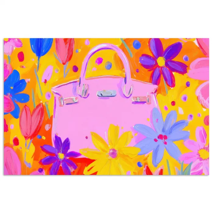 Tas - Roze - Bloemen poster papier klein -3d