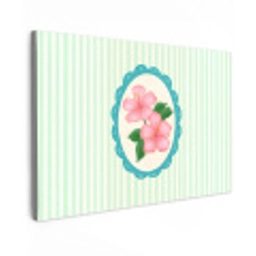 Bloemen - Ovaal - Strepen - Groen Tuinposter op houten frame 2 cm dik klein -3d