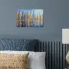 Skyline - Wolkenkrabbers - Water - Blauw poster papier klein -sfeer2