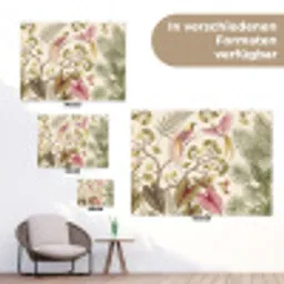Vogels - Tropisch - Botanisch - Roze tuinposter los doek klein -Xsfeer9_DE