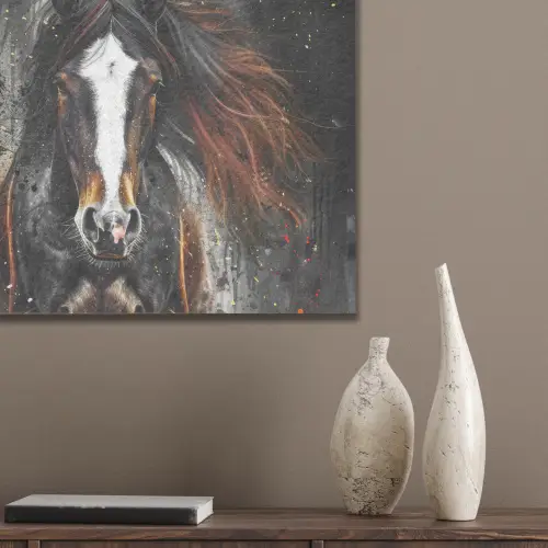 Paard - Dieren - Zwart - Luxe - Modern PET vilt klein -sfeer6_closeup