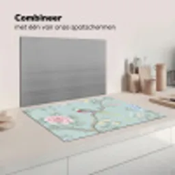 Vogel - Bloemen - Kleurrijk Inductie beschermer vinyl 3mm klein -wsfeer7_website