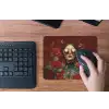 Bloemen - Dieprood - Zonnebril - Vrouw muismat rubber klein -toetsenbord