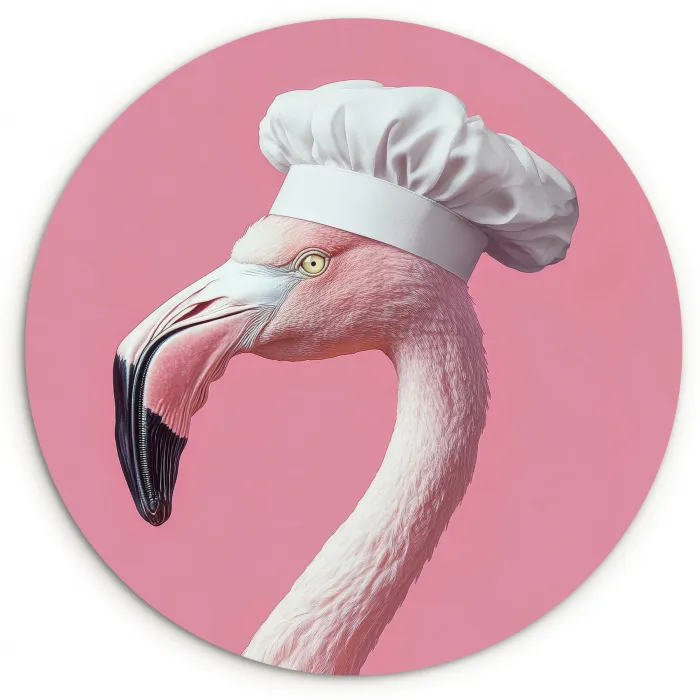 Flamingo - Roze - Koksmuts - Vogel Wandcirkel kunststof plaat 5mm dik klein -3d