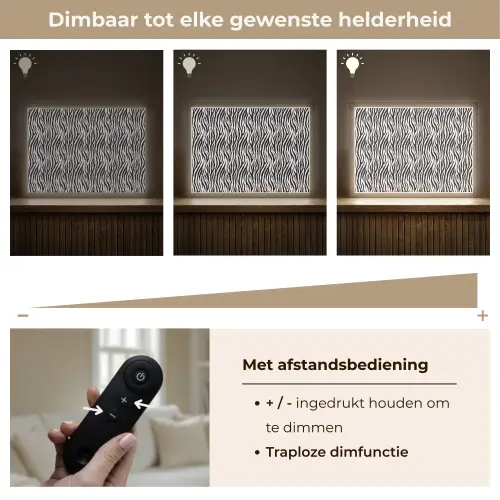 Zwart - Wit - Zebra - Patroon Light Box met batterij (Wandlamp) middel 907 -USP_dimbaarNL