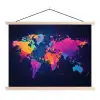 Wereldkaart - Kleurrijk - Graffiti textielposter latten blank klein -3d