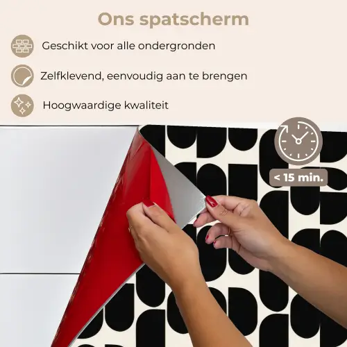 Modern - Patroon - Zwart keuken achterwand spatscherm klein 900 -spatscherm_NL