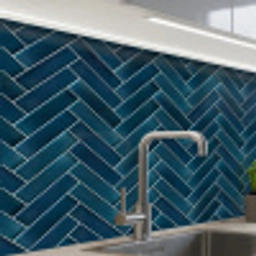 Visgraatmotief - Tegels - Diepblauw keuken achterwand 2 middel 865 -zzzz3d_schuin