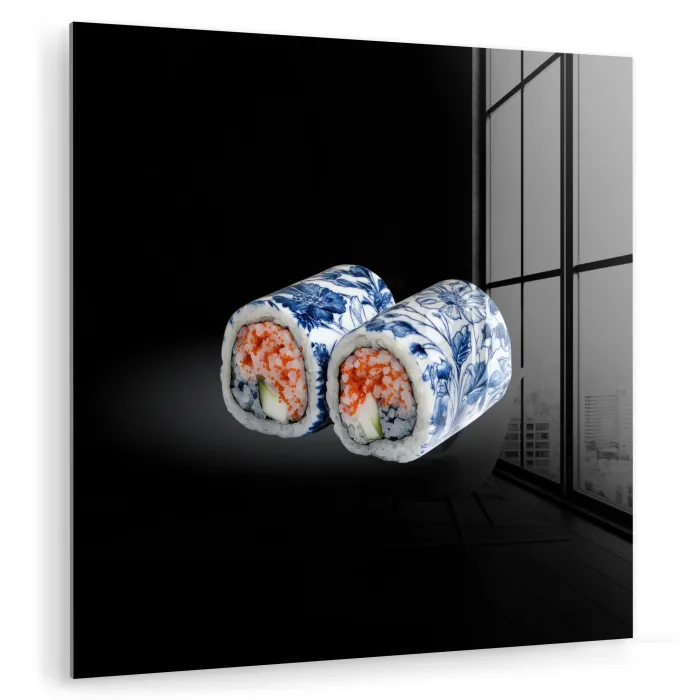 Sushi - Delfts blauw - Rijst - Vis - Elegant plexiglas 5mm klein -zzzproduct_nieuw