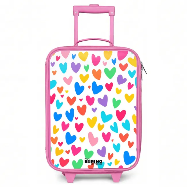 Kids’ Suitcase - Pink - Colored hearts