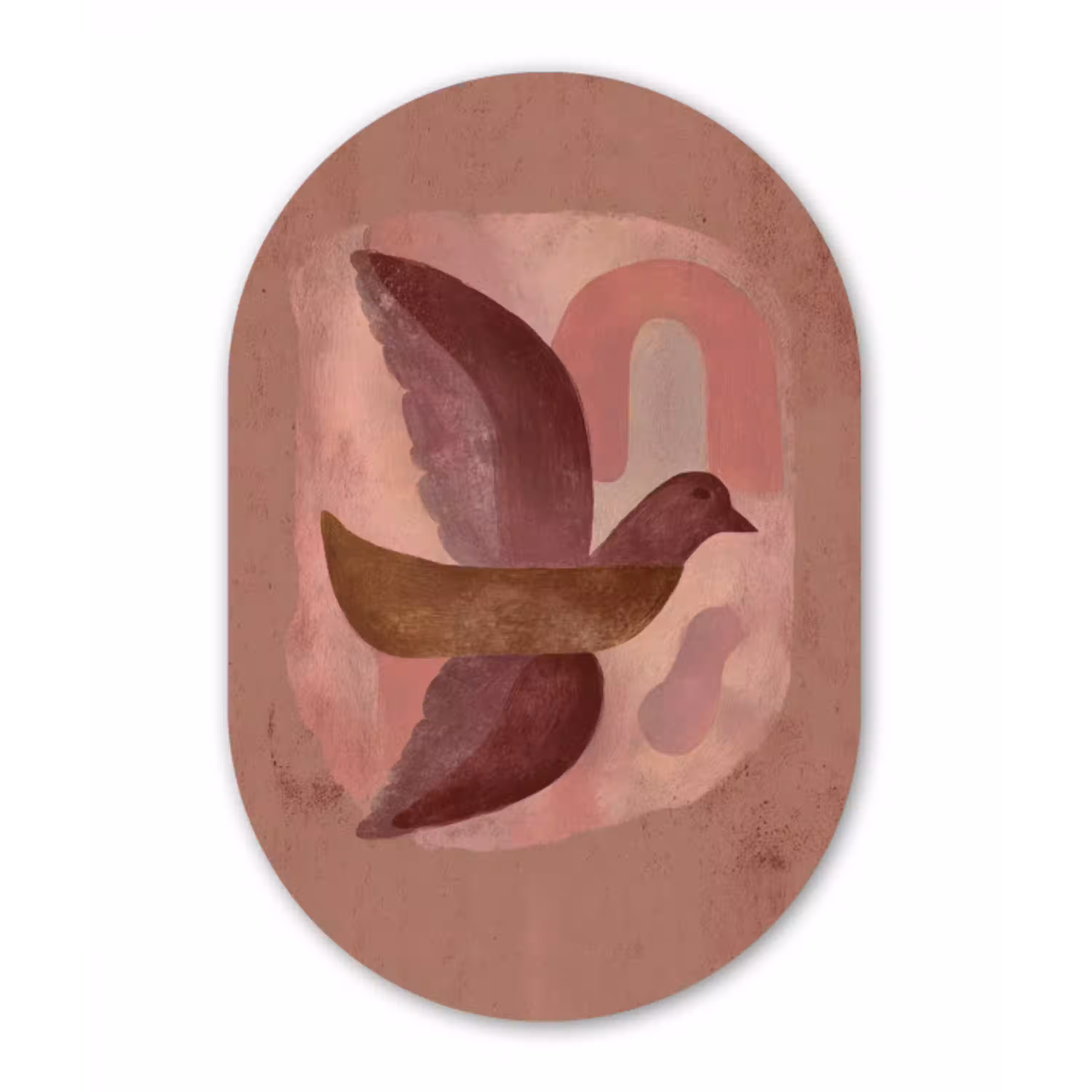Illustratie - Vogels - Abstract - Roze Wandcirkel Ovaal Aluminium middel -3d