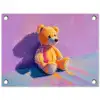 Teddybeer - Schaduw - Penseelstreken - Paars tuinposter los doek klein -3d