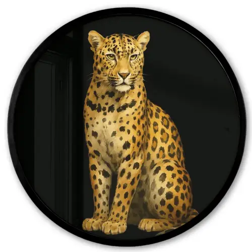 Panter - Realistisch - Bruin Fotolijst rond zonder passe partout klein -3d