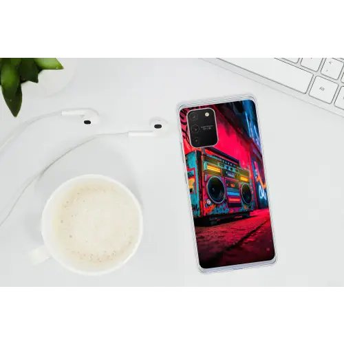 Boombox - Rood - Graffiti - Neon Telefoonhoesje Samsung Galaxy S10 Lite klein -oordopS10Lite
