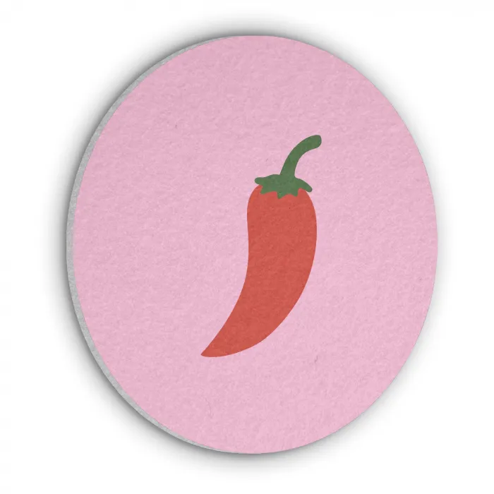 Peper - Rood - Illustratie Akoestische PET Vilt - Rond klein -3d