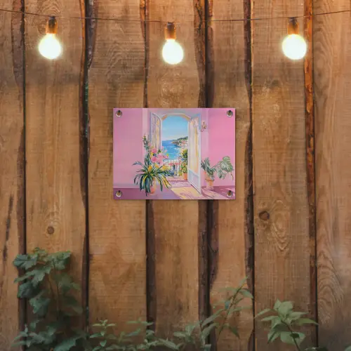 Roze - Buiten - Verf tuinposter los doek klein -sfeer1
