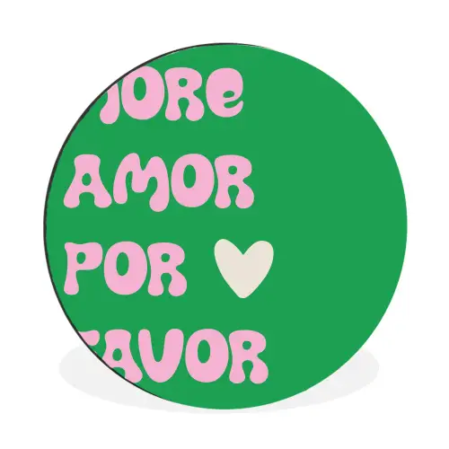 Amor - Valentijn - Groen - Tekst Wandcirkel aluminium klein -3d