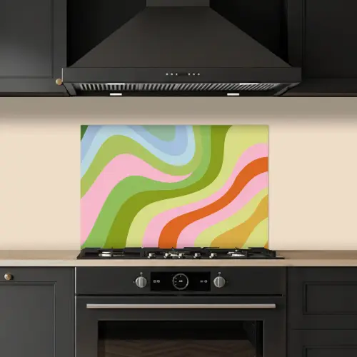 Lijnen - Pasteltinten - Golvend keuken achterwand spatscherm klein -sfeer1