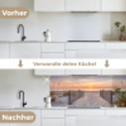 Zonsondergang - Strand - Zand keuken achterwand 2 middel -voor-na_DE