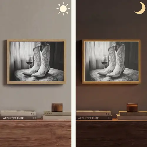 Wijn - Cowboylaarzen - Raamlicht - Wit Light Box met batterij (Wandlamp) middel -sfeer3