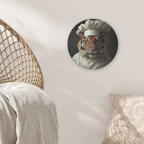 Tijger - Kokskleding - Bruin Akoestische PET Vilt - Rond klein -sfeer4