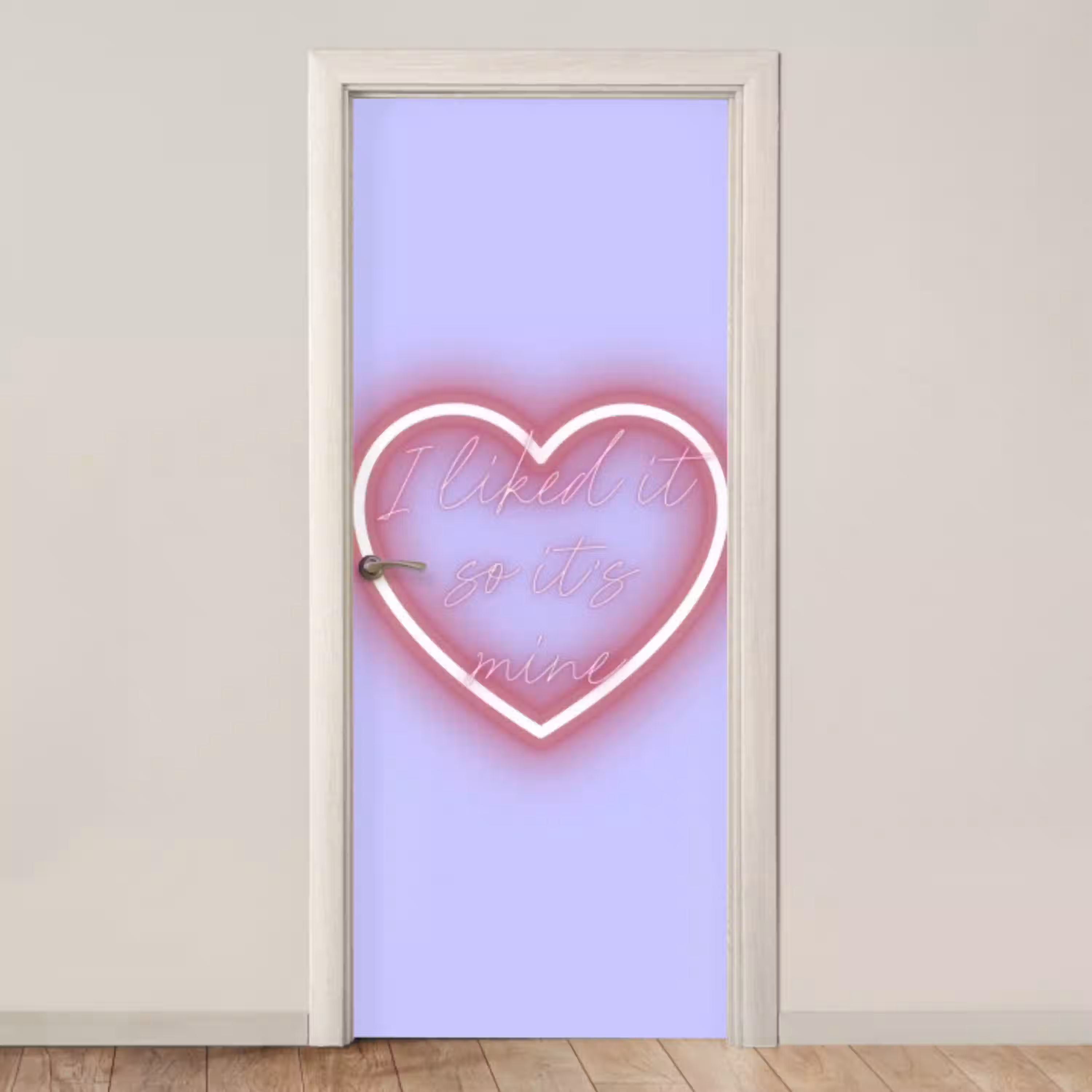 I liked it so it's mine - Neon hart - Paars deurposter klein -3d_beige