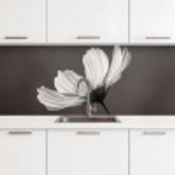 Bloem - Minimalistisch - Zwart - Wit keuken achterwand 2 middel -3d