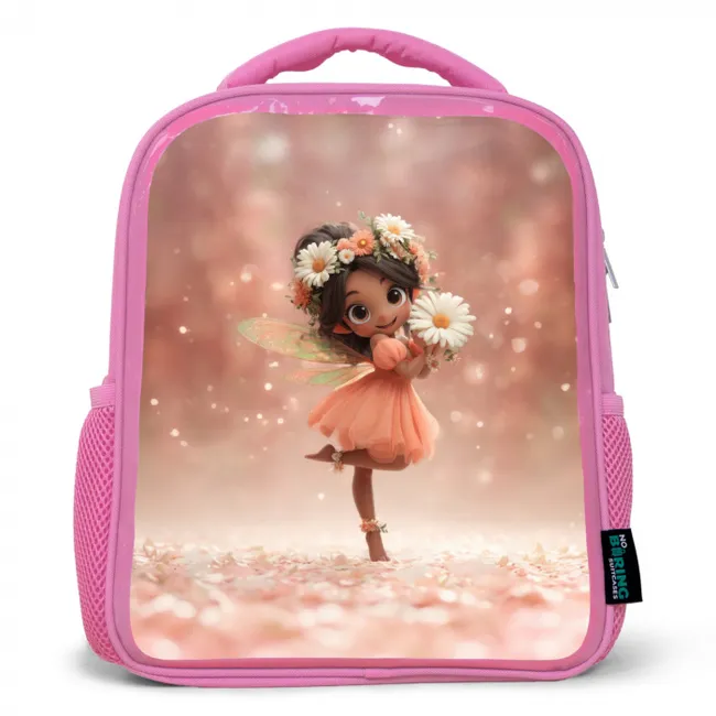 Bloemenfee met madeliefjes in een roze bloesemdroom Kinderrugzak - Roze middel -3d