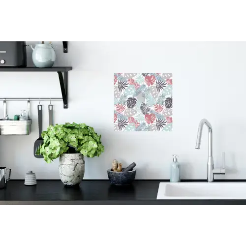 Monstera - Pastel - Bladeren - Tropical Muursticker klein -keuken