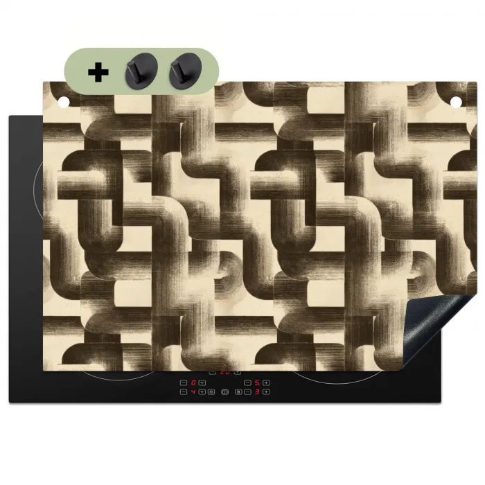Abstract - Retro - Zwart Inductie beschemer met haakjes klein 777 -3d