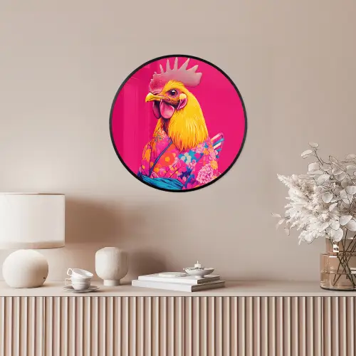 Haan - Kleurrijk - Kimono - Roze Fotolijst rond zonder passe partout klein -sfeer3