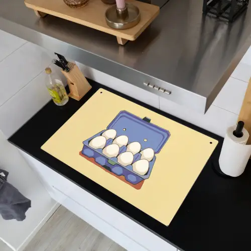 Eieren - Doos - Minimalistisch - Blauw Inductie beschemer met haakjes klein -sfeer1