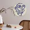 Lijntekening - Overlappende gezichten - Donkerblauw Akoestische PET Vilt - Rond klein -sfeer3