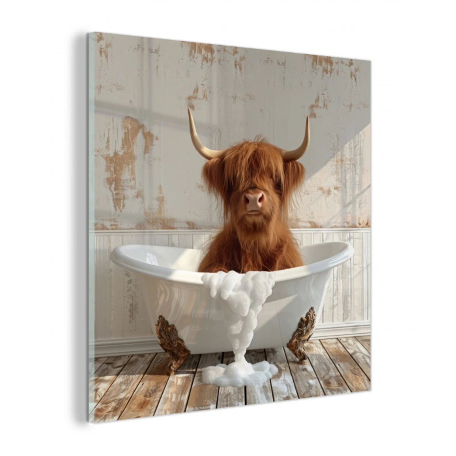 Schotse hooglander - Badkuip - Vintage - Koe plexiglas 5mm klein -z3d