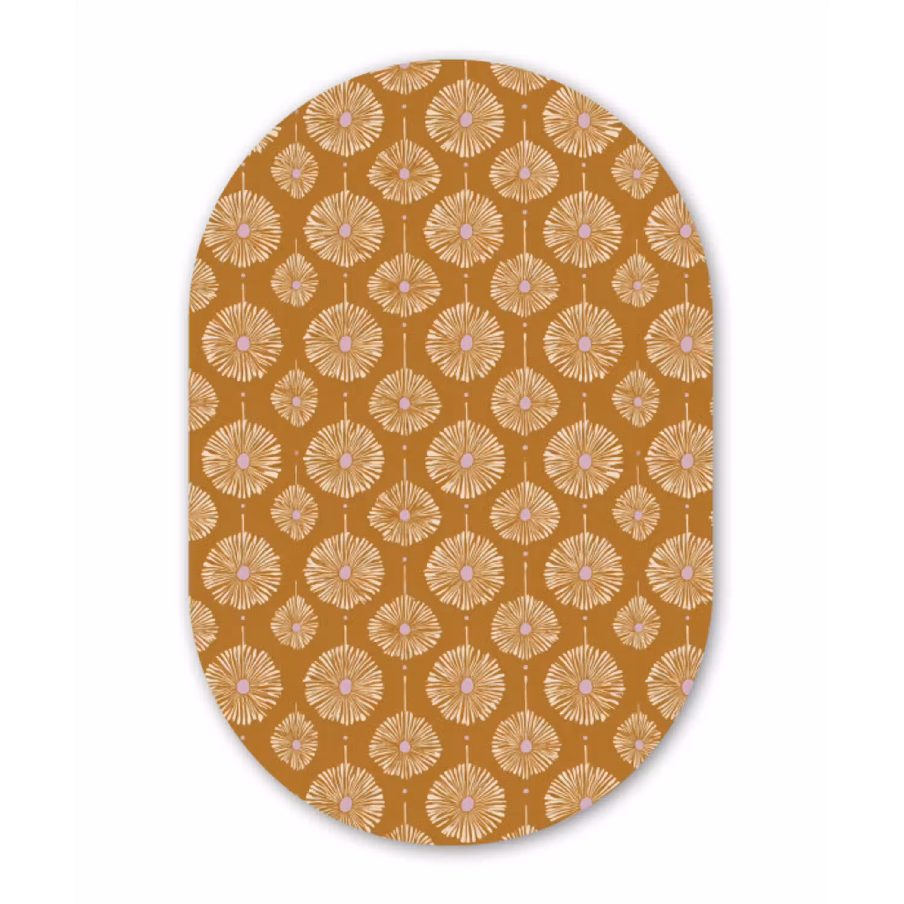 Bloemen - Modern - Oker Wandcirkel Ovaal Aluminium middel 839 -3d