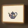 Theepot - Kleurrijk - Bloemen Light Box met batterij (Wandlamp) middel -z3d_website