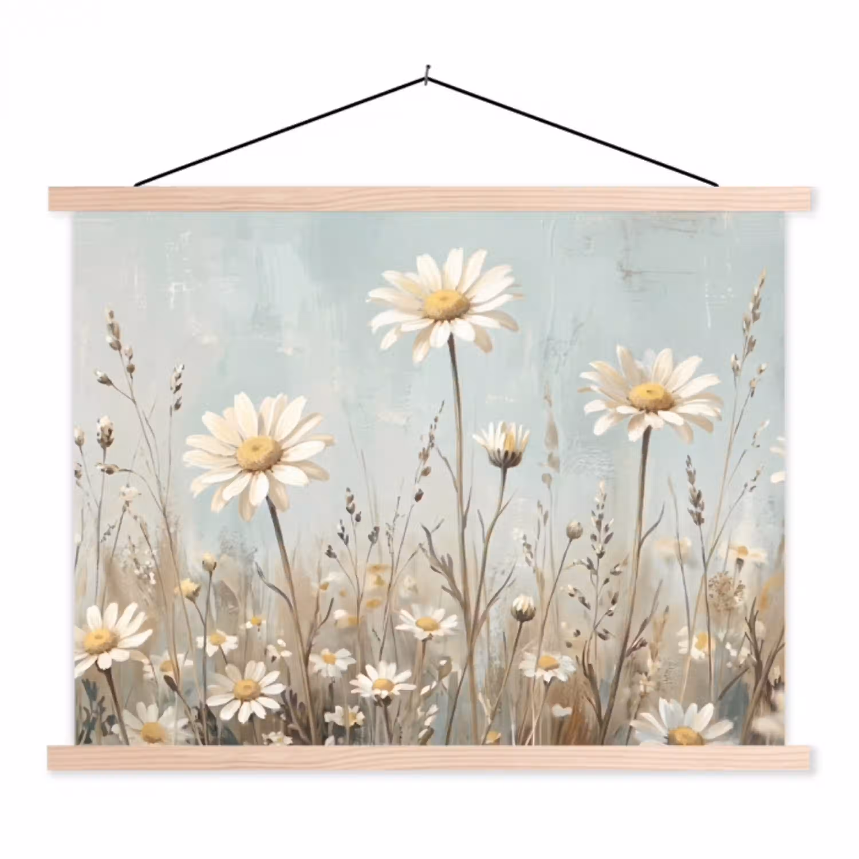 Madelief - Illustratie - Wit textielposter latten blank klein -3d