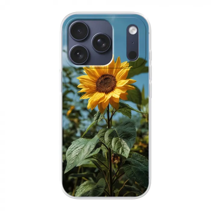 Zonnebloemen - Helderblauwer lucht - Gras Telefoonhoesje iPhone 17 Pro klein -3d