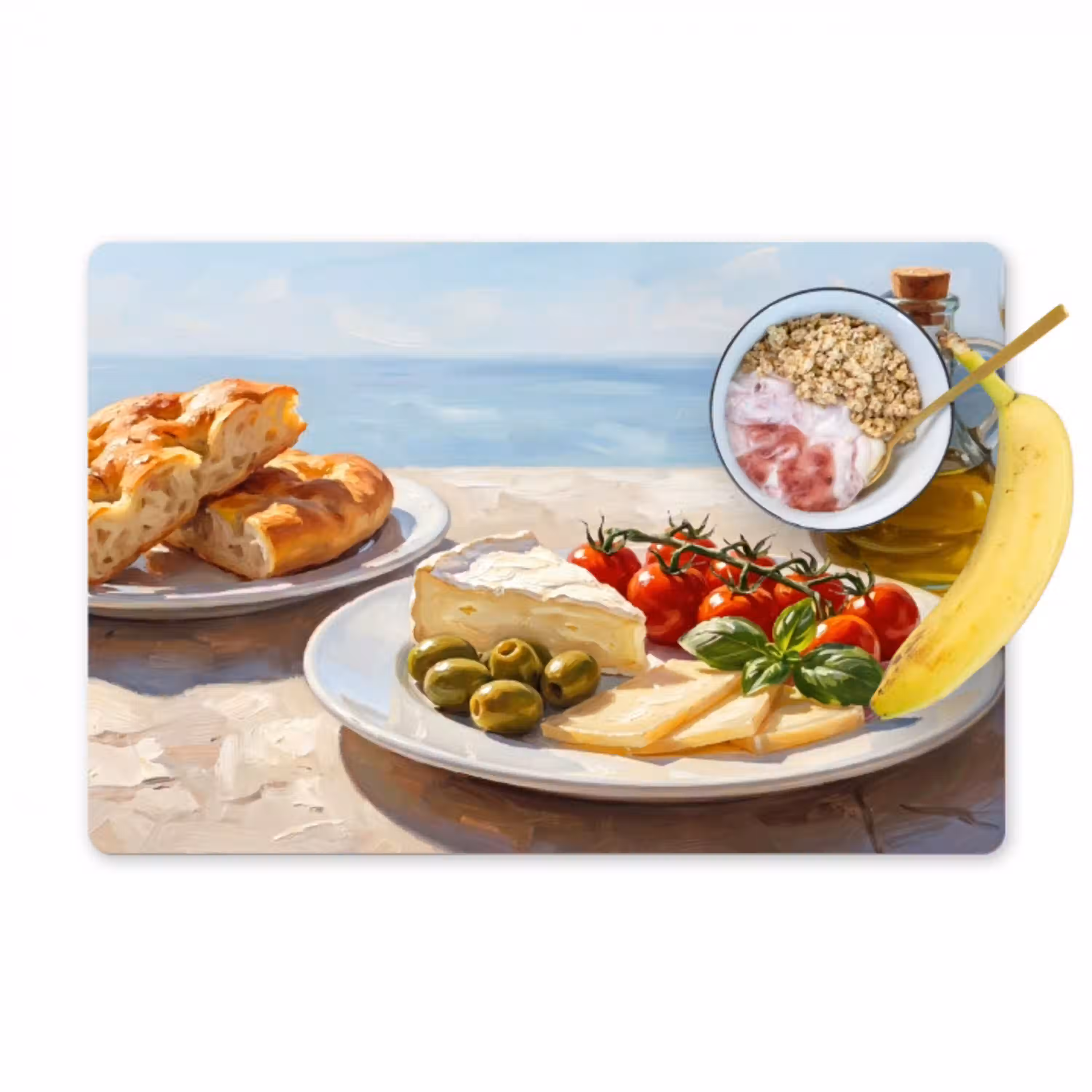 Eten - Middellandse Zee - Natuur - Geschilderd Placemat vinyl groot -zzzproduct_Kitchenyeah-website