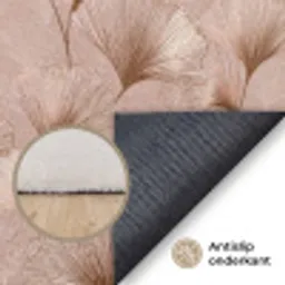 Ginkgo - Patroon - Roze Vloerkleed Rechthoek klein 1091 -uniquesellingpoint_antislip_NL_DE