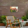 Tulpen - Roze - Zonnestralen Tuinposter op houten frame 2 cm dik klein -sfeer3