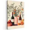 Wijnflessen - Takken - Sinaasappels Tuinposter op houten frame 2 cm dik klein -3d